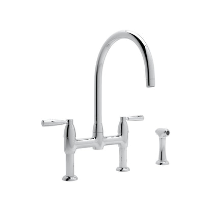 Perrin & Rowe Holborn Bridge Kitchen Faucet With C-Spout And Side Spray 1.5 GPM