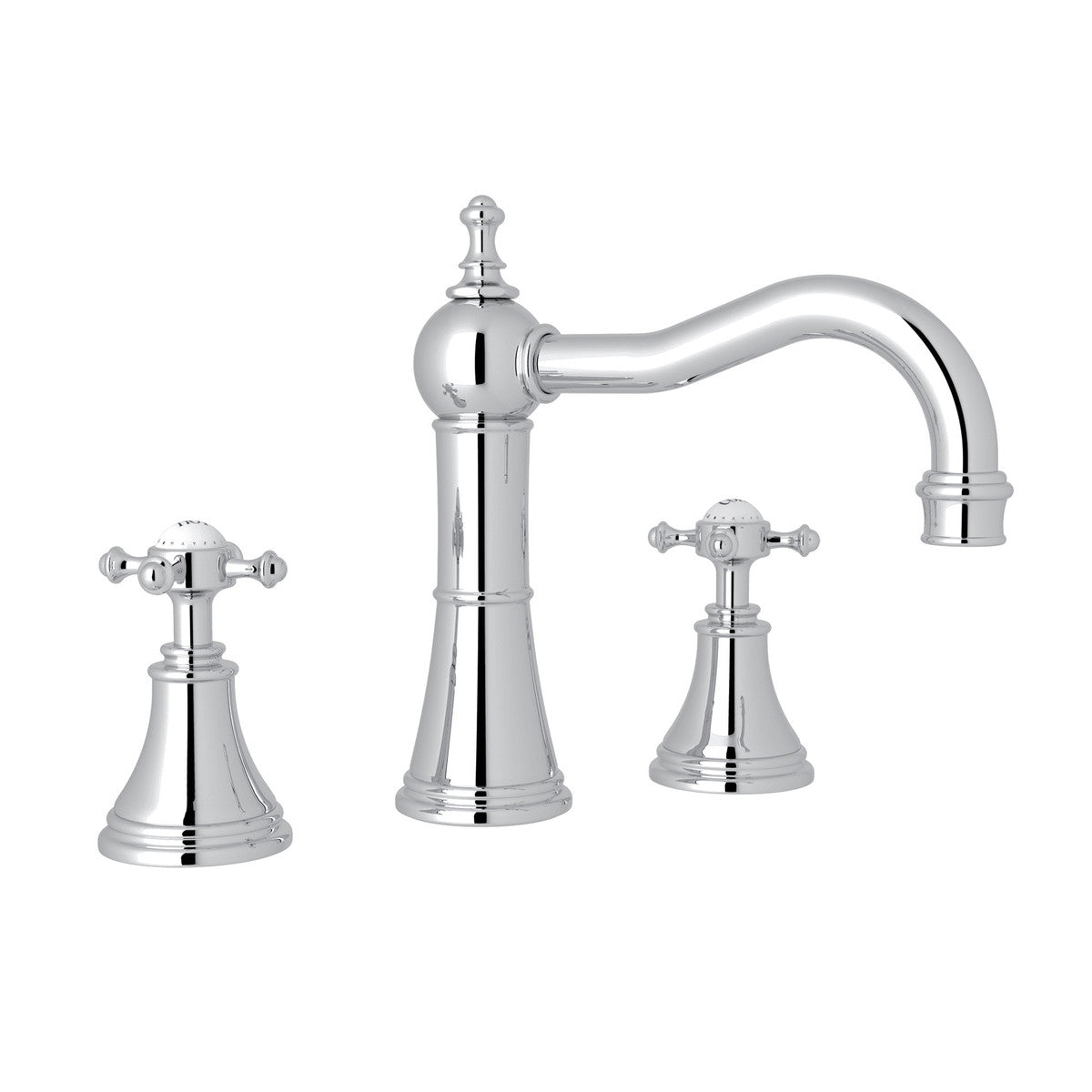 Perrin & Rowe Georgian Era Widespread Lavatory Faucet With Column Spout, With Cross Handle