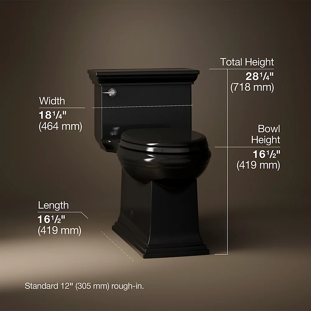 Kohler Memoirs Stately One-Piece Compact Elongated Toilet With Skirted Trapway, 1.28 GPF