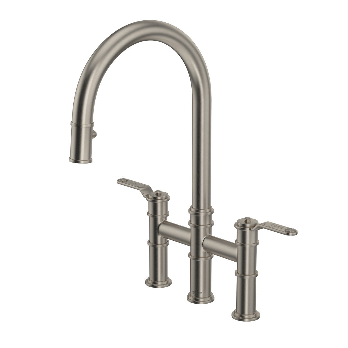 Perrin & Rowe Armstrong Pull-Down Bridge Kitchen Faucet With C-Spout Dual Spray 1.8 GPM