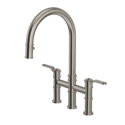 Perrin & Rowe Armstrong Pull-Down Bridge Kitchen Faucet With C-Spout Dual Spray 1.8 GPM