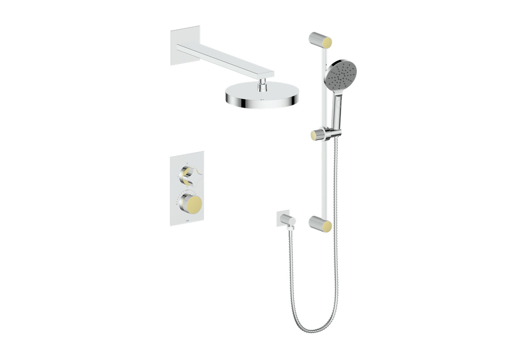 Vogt Mond 2-Way Thermostatic Shower System With Rough-In Valve, Polished Chrome