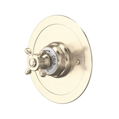 Perrin & Rowe Edwardian 3/4" Round Thermostatic Trim Without Volume Control, Cross Handle