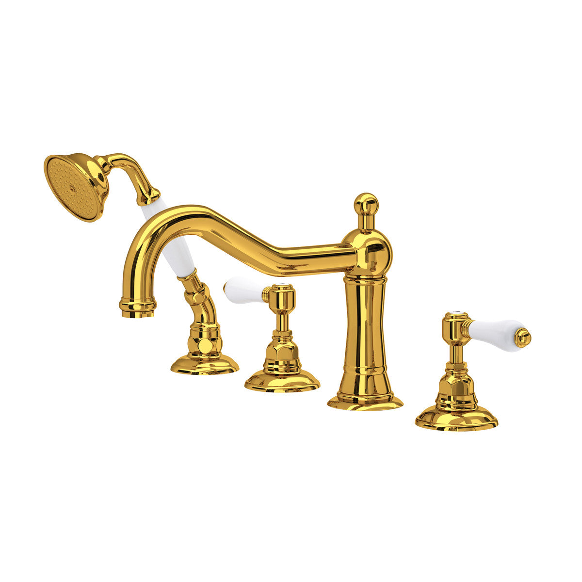 Rohl Acqui 4-Hole Deck Mount Tub Filler Porcelain Lever Handles - A1404LP
