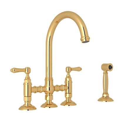 Rohl Acqui Bridge Kitchen Faucet With Side Spray & Lever Handles A1461LMWS-2