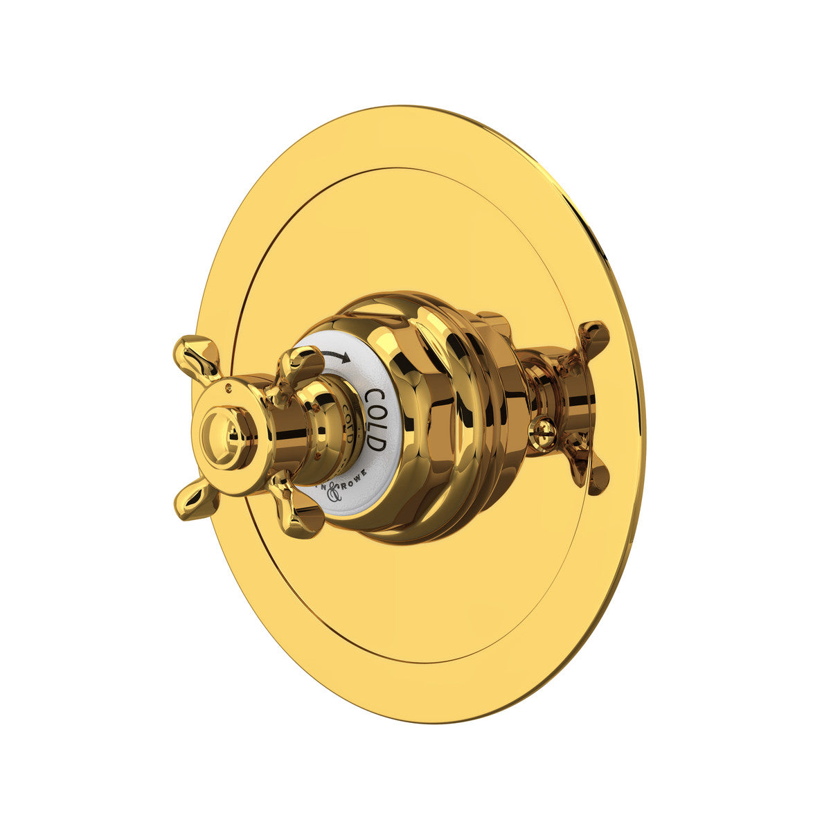 Perrin & Rowe Edwardian 3/4" Round Thermostatic Trim Without Volume Control, Cross Handle