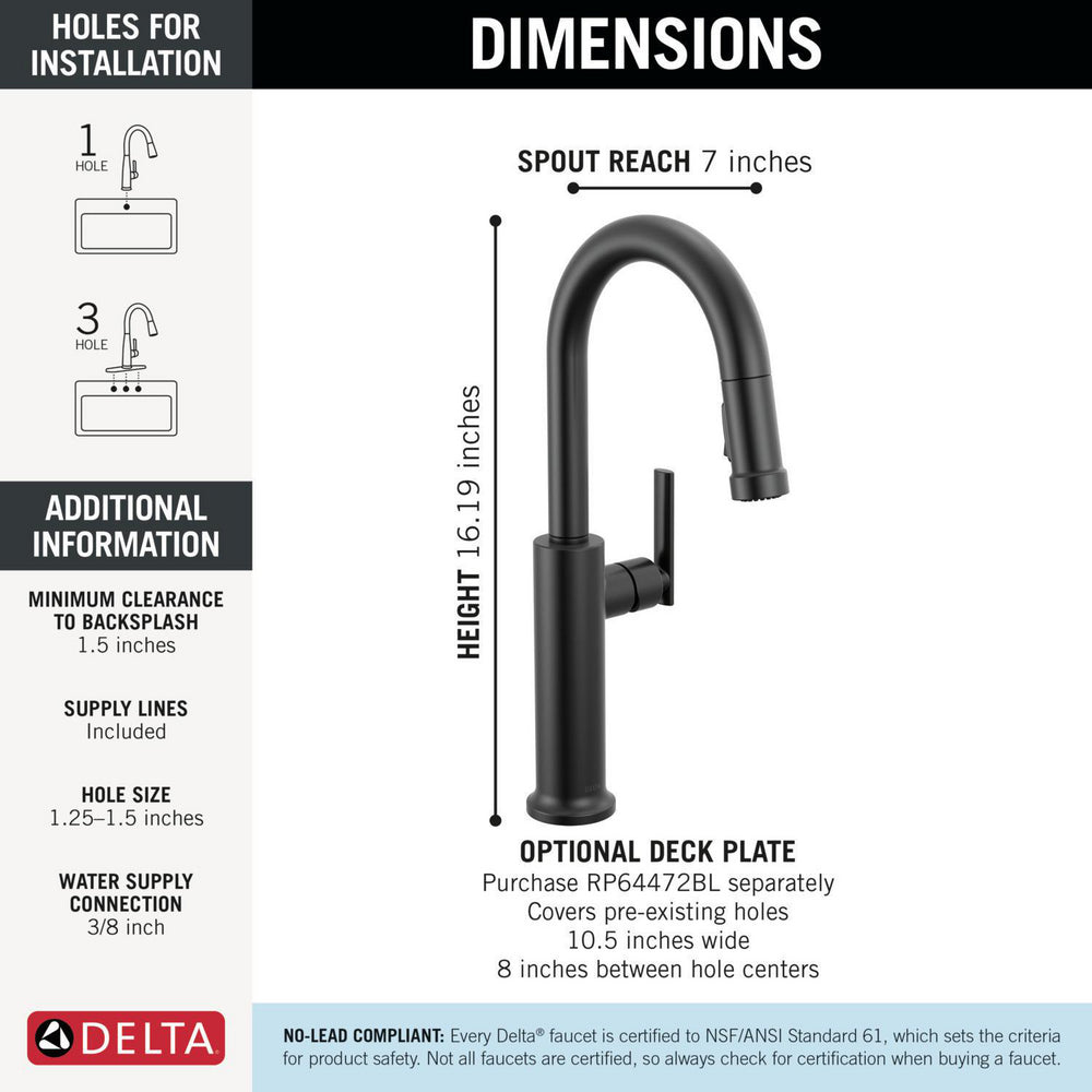 Delta Altado Pulldown Bar/Prep Faucet - 9986