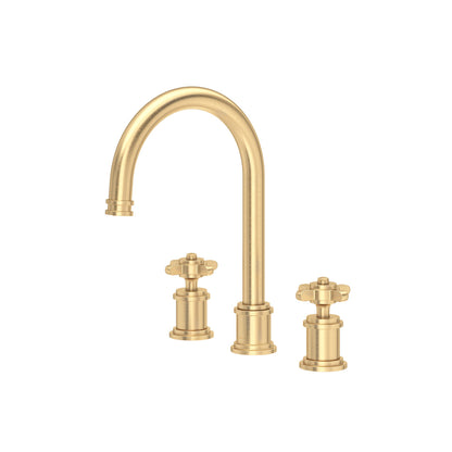 Perrin & Rowe Armstrong Widespread Lavatory Faucet With C-Spout- Cross Handle