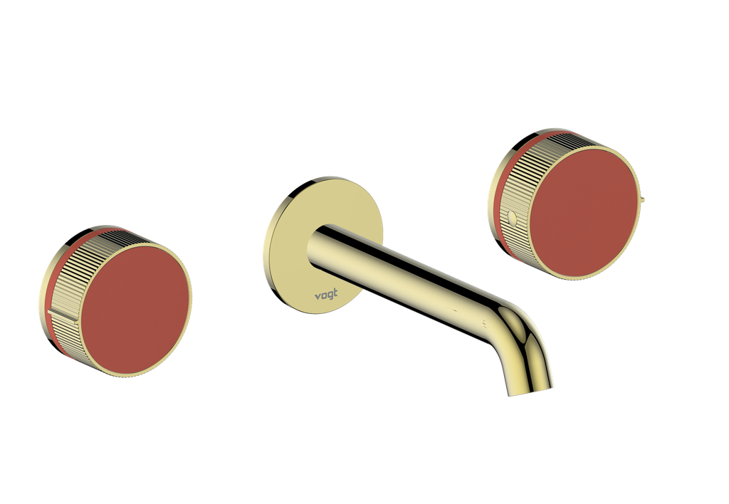 Vogt Mond 8" C.C. Wall-Mount Lavatory Faucet in Brushed Gold, With Rough-In