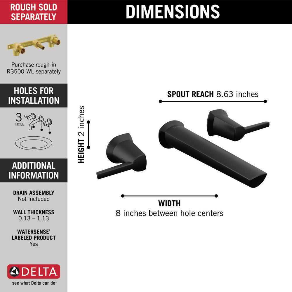 Delta T3571LF Galeon Wall-Mount Bathroom Faucet Trim