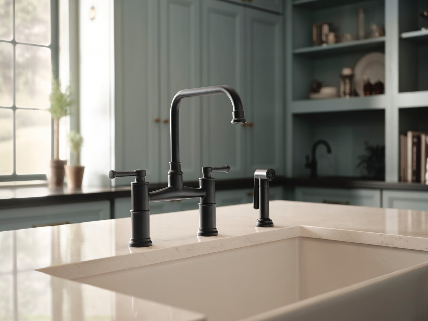 Brizo Artesso Bridge Faucet With Side Sprayer - 62525LF