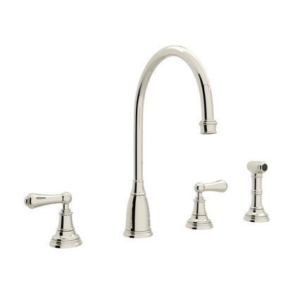 Perrin & Rowe Georgian Era Two Handle Kitchen Faucet With Side Spray Lever Handles