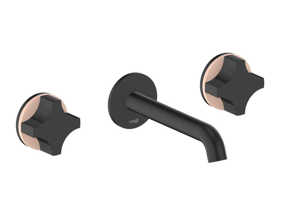 Vogt Mond 8" C.C. Wall-Mount Lavatory Faucet in Matte Black, With Rough-In