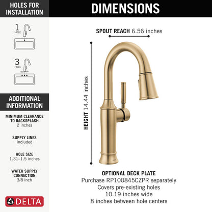 Delta Renaldi Single Handle Pull-Down Bar / Prep Faucet - 9984