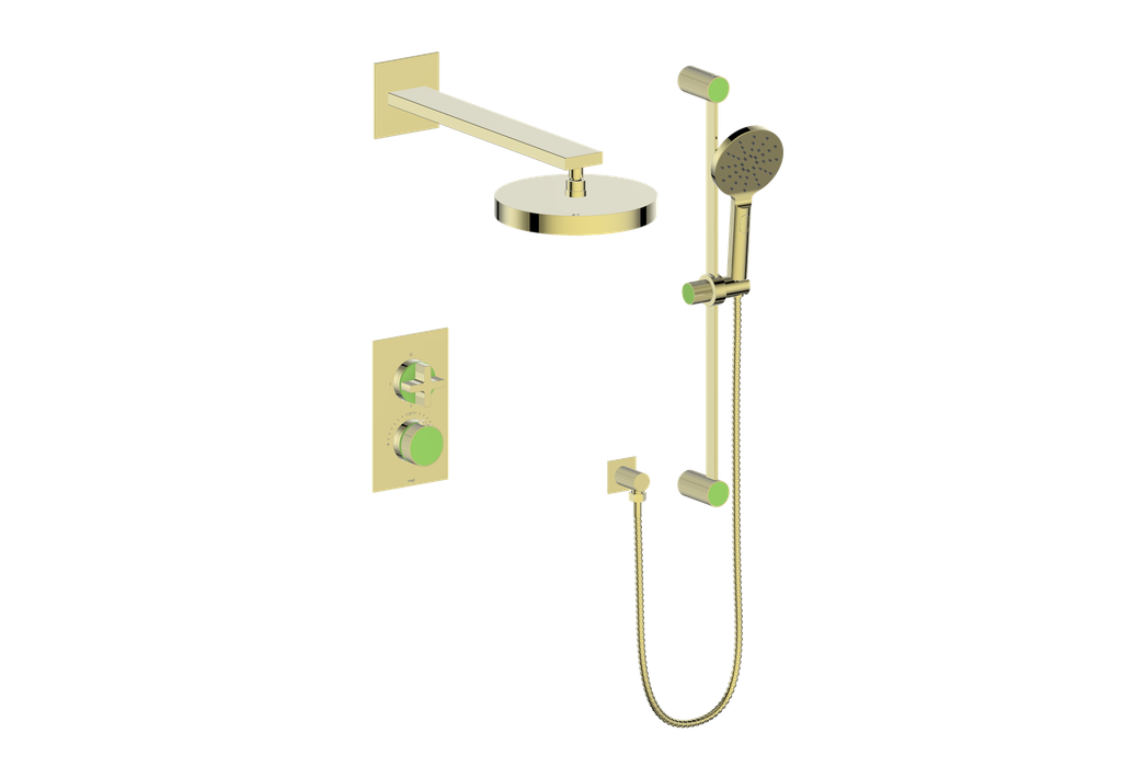 Vogt Mond Ensemble de finition de système de douche thermostatique à 2 voies uniquement, or brossé