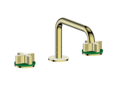 Vogt Mond 8" C.C. Lavatory Faucet With Pop-Up Drain Angular Spout in Gold