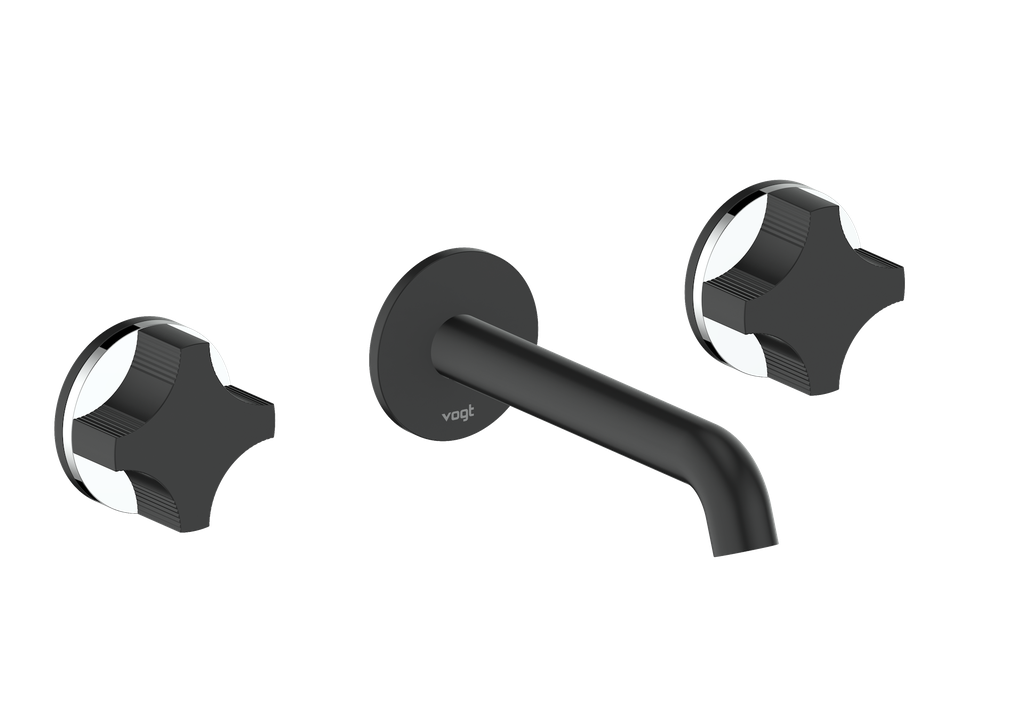 Vogt Mond 8" C.C. Wall-Mount Lavatory Faucet in Matte Black, Trim Only