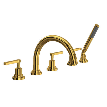 Rohl Lombardia 5-Hole Deck Mount Tub Filler With C-Spout & Lever Handles - A2214LM