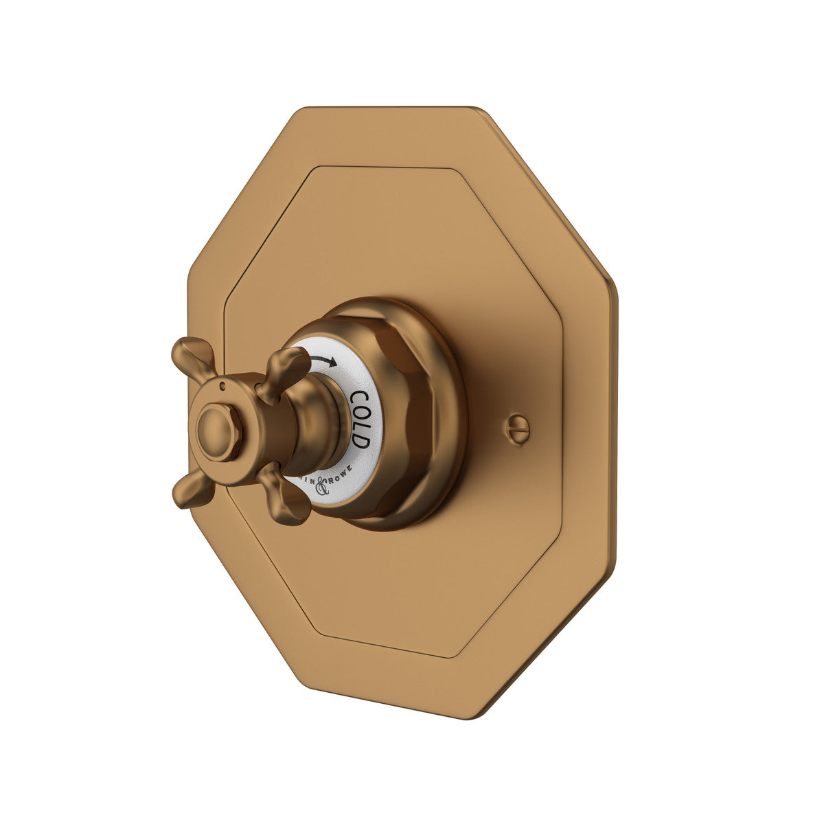 Perrin & Rowe Edwardian 3/4" Octagonal Thermostatic Trim Without Volume Control, Cross Handle