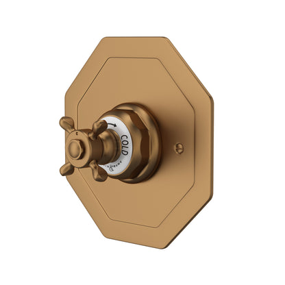 Perrin & Rowe Edwardian 3/4" Octagonal Thermostatic Trim Without Volume Control, Cross Handle