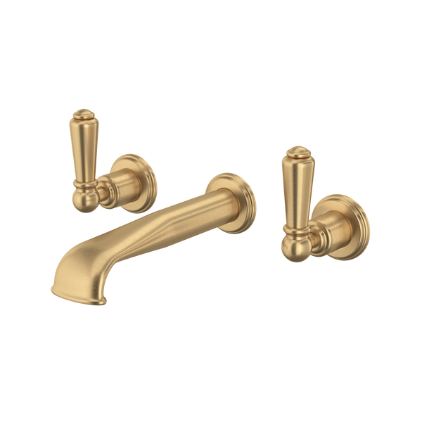 Perrin & Rowe Edwardian Wall Mount 3-Hole Concealed Bathroom Faucet With U-Spout
