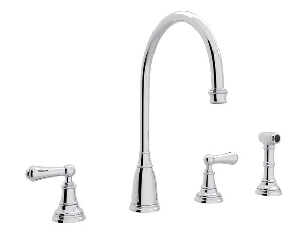 Perrin & Rowe Georgian Era Two Handle Kitchen Faucet With Side Spray Lever Handles