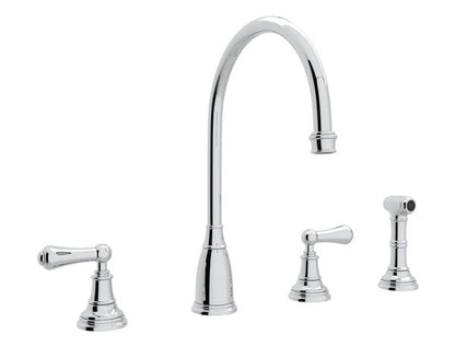 Perrin & Rowe Georgian Era Two Handle Kitchen Faucet With Side Spray Lever Handles