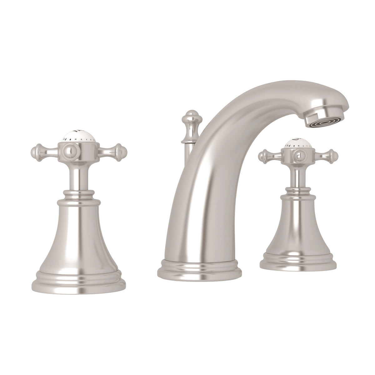 Perrin & Rowe Georgian Era High Neck Widespread Lavatory Faucet, Cross Handle