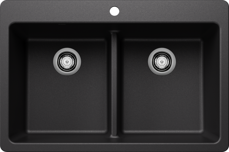 Blanco Liven Silgranit 33" 50/50 Double Bowl Dual Mount Kitchen Sink With Low Divide