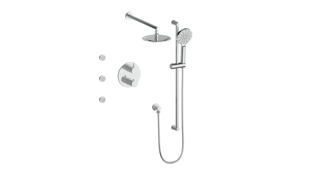 Vogt Wörgl 3-Way Thermostatic Shower System With Body Jets & Rough-In Valve - SET.WL.320.810