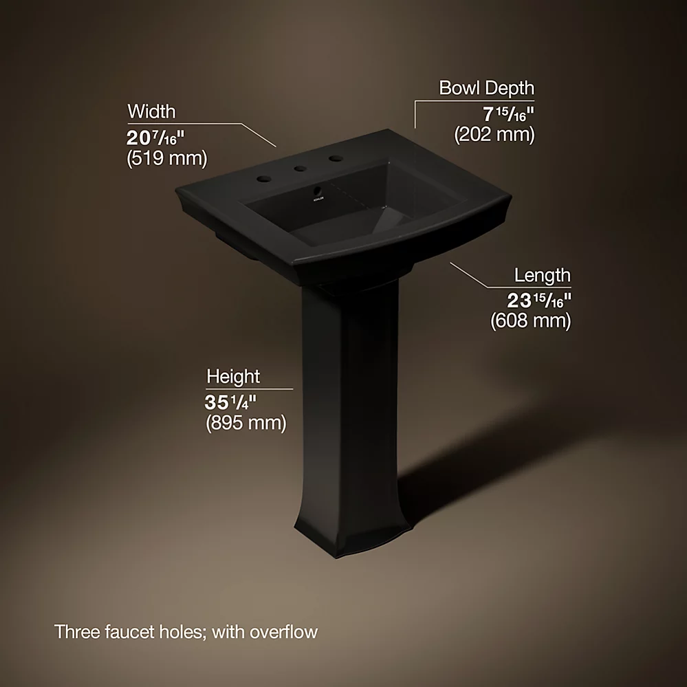 Kohler Archer 24" Rectangular Pedestal Bathroom Sink