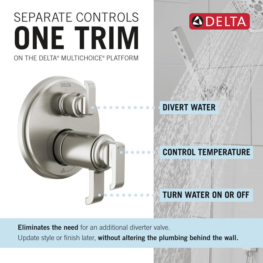 Delta T27T889 Tetra Garniture de robinet à inverseur intégré à 3 réglages