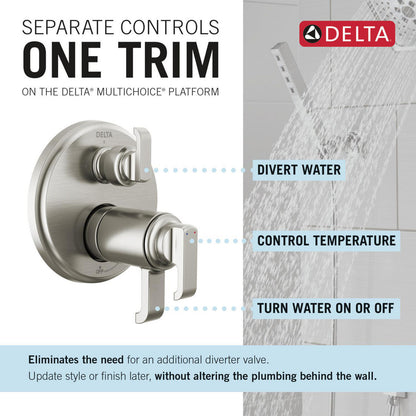 Delta T27T889 Tetra Garniture de robinet à inverseur intégré à 3 réglages