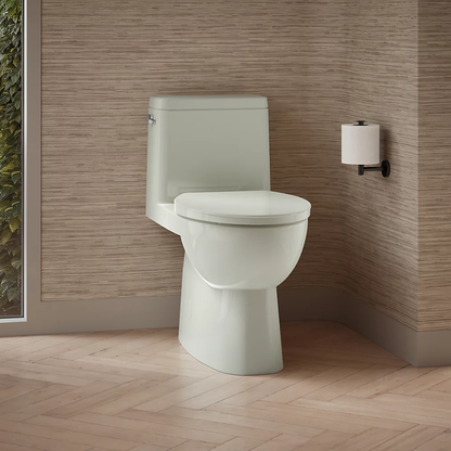 Kohler Reach One-Piece Compact Elongated Toilet With Skirted Trapway, 1.28 GPF Left-Hand Trip Lever