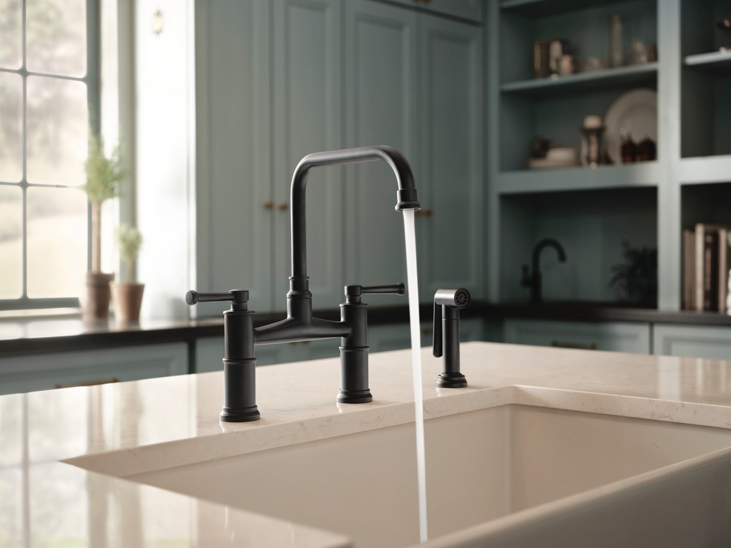 Brizo Artesso Bridge Faucet With Side Sprayer - 62525LF