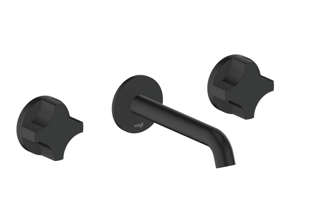 Vogt Mond 8" C.C. Wall-Mount Lavatory Faucet in Matte Black, With Rough-In