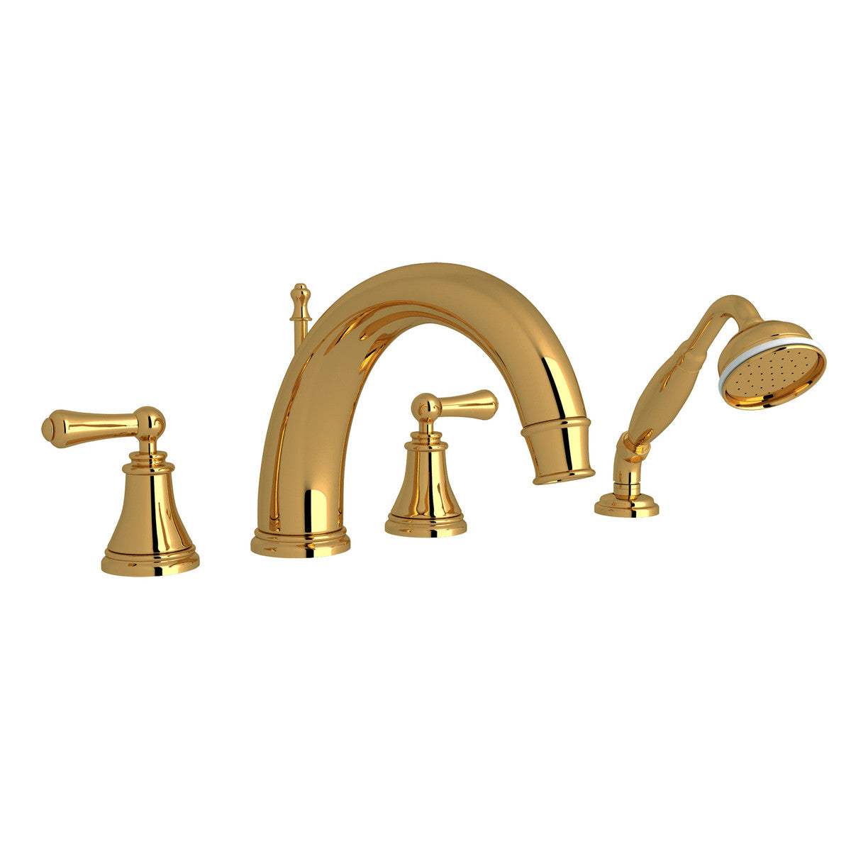 Perrin & Rowe Georgian Era 4-Hole Deck Mount Tub Filler With C-Spout Lever Handle