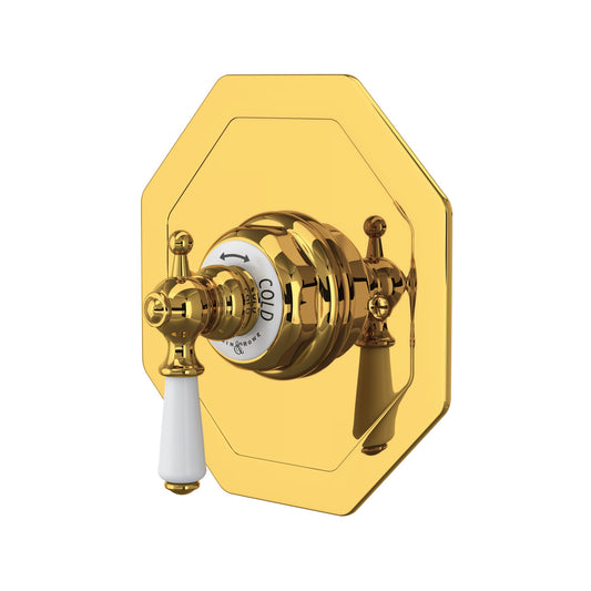 Perrin & Rowe Edwardian 3/4" Octagonal Thermostatic Trim Without Volume Control, Lever Handle
