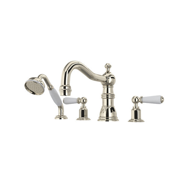 Perrin & Rowe Edwardian 4-Hole Deck Mount Tub Filler With Column Spout Lever Handle