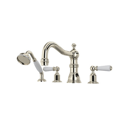 Perrin & Rowe Edwardian 4-Hole Deck Mount Tub Filler With Column Spout Lever Handle