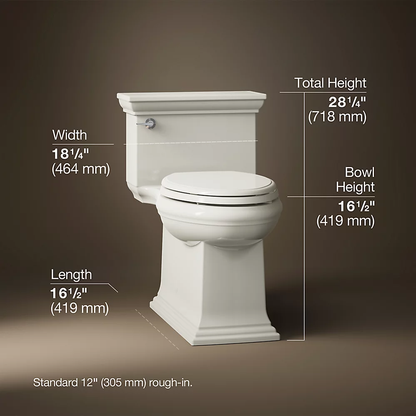 Kohler Memoirs Stately One-Piece Compact Elongated Toilet With Skirted Trapway, 1.28 GPF