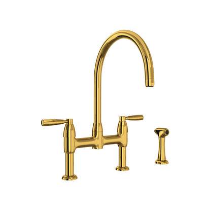 Perrin & Rowe Holborn Bridge Kitchen Faucet With C-Spout And Side Spray 1.5 GPM