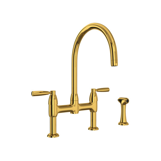 Perrin & Rowe Holborn Bridge Kitchen Faucet With C-Spout And Side Spray 1.5 GPM