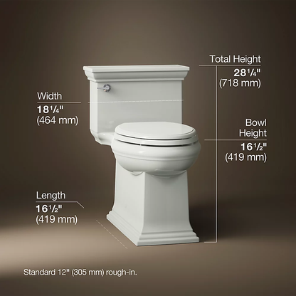 Kohler Memoirs Stately One-Piece Compact Elongated Toilet With Skirted Trapway, 1.28 GPF