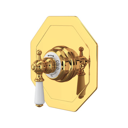 Perrin & Rowe Edwardian 3/4" Octagonal Thermostatic Trim Without Volume Control, Lever Handle