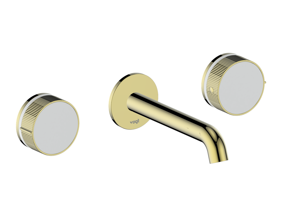 Vogt Mond 8" C.C. Wall-Mount Lavatory Faucet in Brushed Gold, With Rough-In
