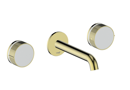 Vogt Mond 8" C.C. Wall-Mount Lavatory Faucet in Brushed Gold, With Rough-In