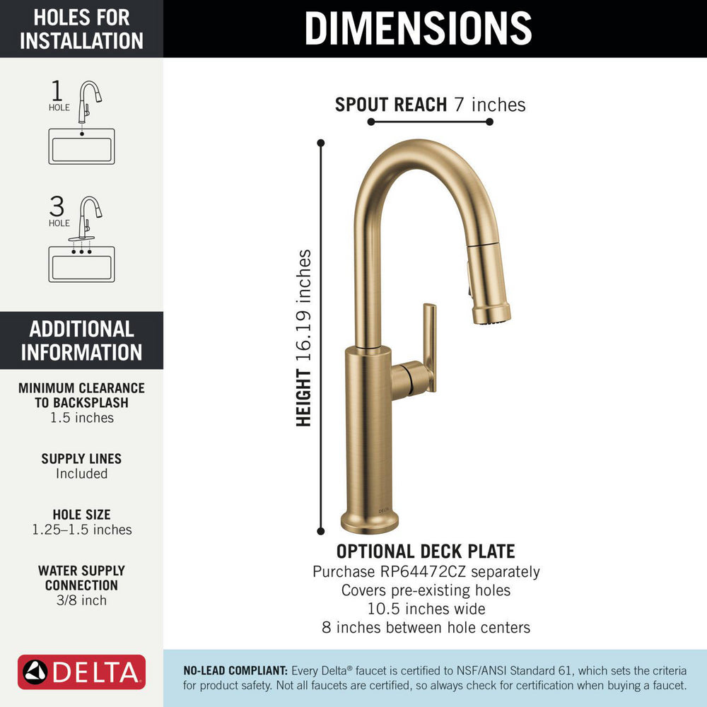 Delta Altado Pulldown Bar/Prep Faucet - 9986