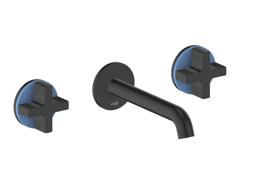 Vogt Mond 8" C.C. Wall-Mount Lavatory Faucet in Matte Black, Trim Only
