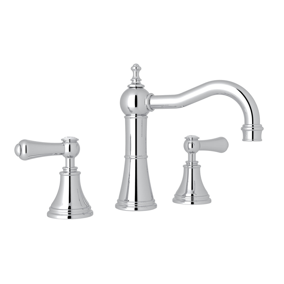 Perrin & Rowe Georgian Era Widespread Lavatory Faucet With Column Spout, White Porcelain Lever Handle